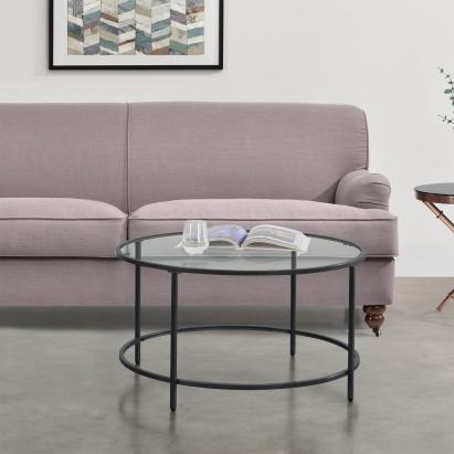 Couchtisch Kouvola Stahlgestell 84 x 45,5 cm Schwarz en.casa