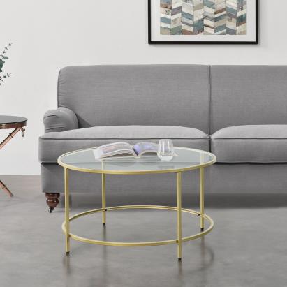 Couchtisch Kouvola Stahlgestell 84 x 45,5 cm Goldfarben en.casa