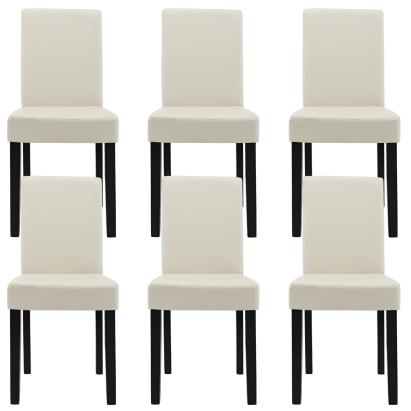 Set 6 scaune dining Hamburg crem din piele ecologică, [en.casa]