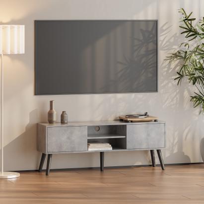 Comodă TV Eskilstuna cu 2 uși și 2 rafturi, decor beton