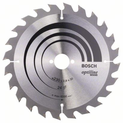 Panza circulara Bosch Optiline Wood pentru lemn, 230x30x2,8 mm, 24 dinti