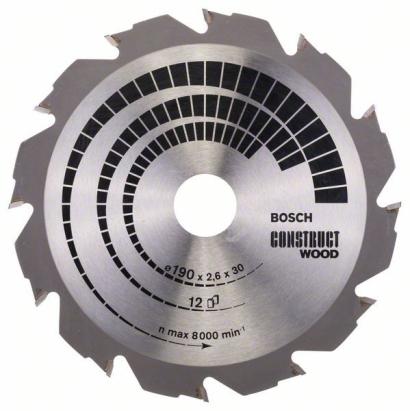 Panza circulara Bosch Construct Wood 190x30x2,6 mm, 12 dinti