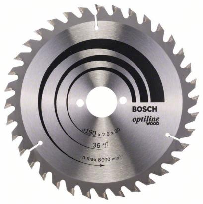 Panza circulara Bosch Optiline Wood pentru lemn, 190x30 mm, 36 dinti