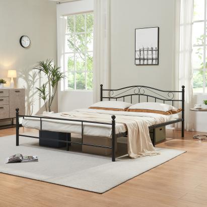 Pat metalic Florenz 160x200 cm, negru mat, stil elegant