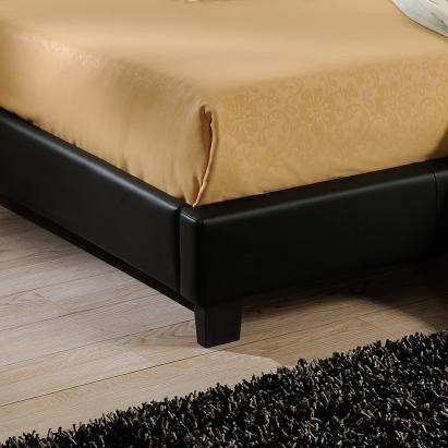 Pat tapițat Paris 180x200 cm cu LED RGB și saltea, negru