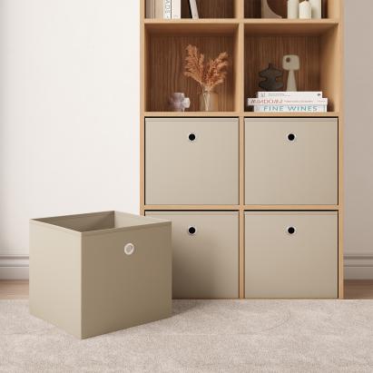 Faltbox 10er-Set 30x30x28 cm Vliesstoff Beige en.casa