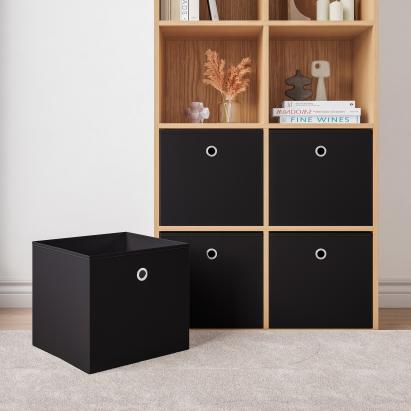 Faltbox 10er-Set 30x30x28 cm Vliesstoff Schwarz en.casa