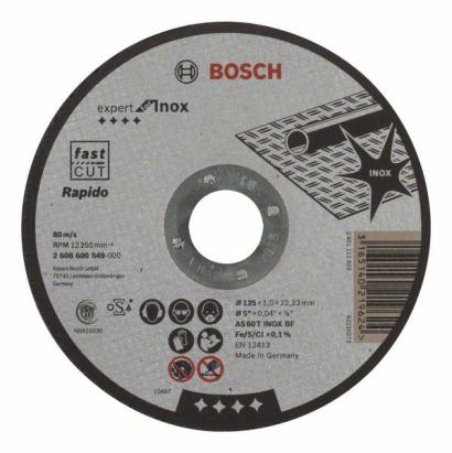 Disc de tăiere inox Bosch Rapido 125 mm, grosime 1.0 mm