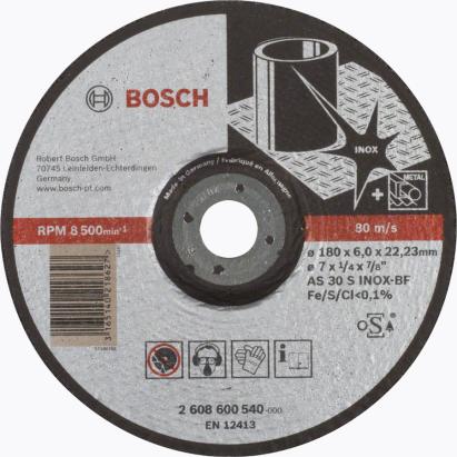 Disc de degrosare Bosch pentru inox 180 x 6 mm, gaura 22,23 mm