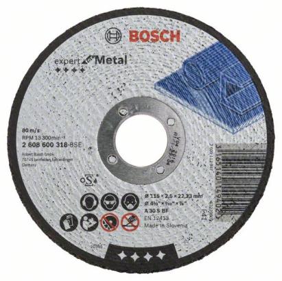 Disc de tăiere Bosch Expert for Metal 115 x 2,5 mm pentru metal