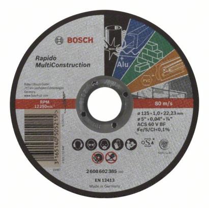 Disc de tăiere Bosch Multi Construction 125 mm, 1.0 mm pentru materiale diverse
