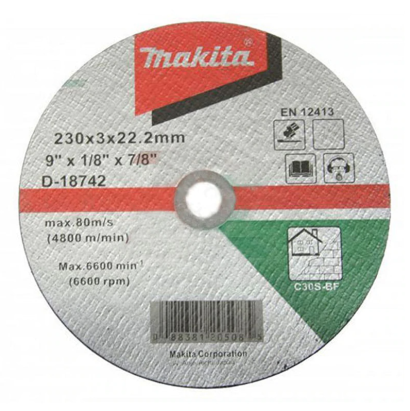 Disc de tăiere piatră și zidărie Makita D-18742, 230x22,2x3 mm