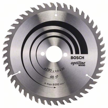 Panza circulara Bosch Optiline Wood pentru lemn, 190x30x2 mm, 48 dinti