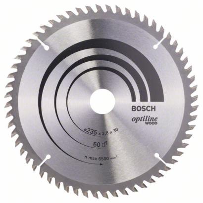 Panza circulara Bosch Optiline Wood 235x30 mm, 60 dinti, reductie 25 mm