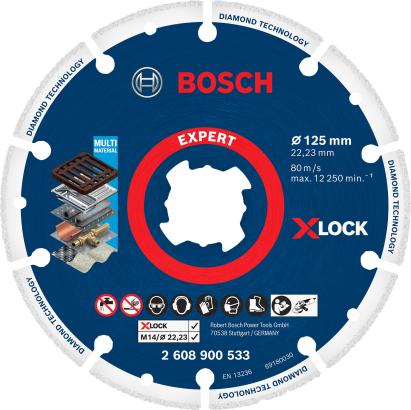 Disc diamantat Bosch X-LOCK pentru metal, 125 mm, 22,23 mm