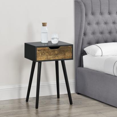 Beistelltisch Östersund 60x40x30 cm Schwarz/Dunkler Holzton [en.casa]