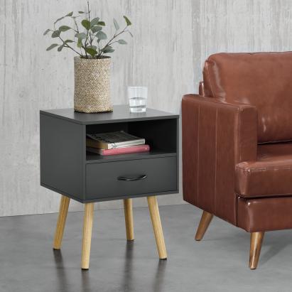 Beistelltisch Gävle 57x42x40 cm Dunkelgrau [en.casa]