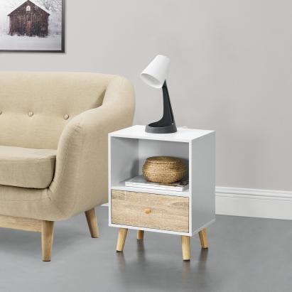 Beistelltisch Sundsvall 40x30x54 cm Weiß/Eiche [en.casa]