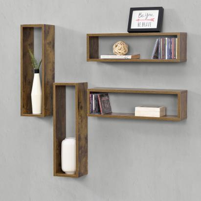 Set 4 rafturi de perete Fagernes, aspect lemn maro, 59 x 15 x 17 cm