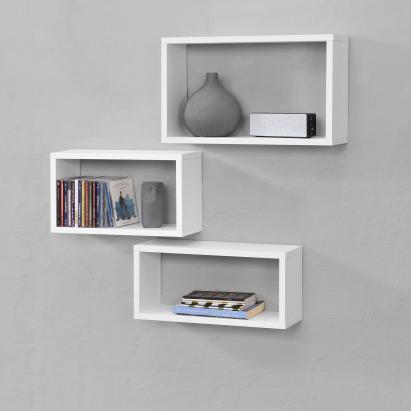 Wandregal Mandal 3er Set Weiß en.casa