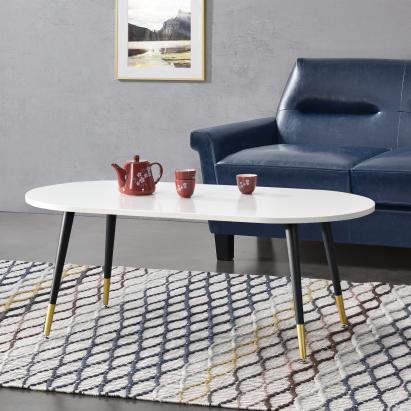 Masă de cafea Fontana 120x60 cm, alb mat, cu picioare metalice