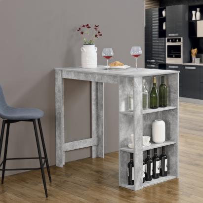 Masă de bar Danderyd 120x60x105,5 cm cu 3 rafturi, aspect beton