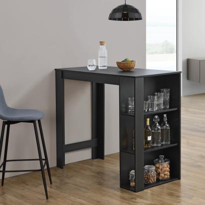 Masă de bar Danderyd 120x60x105,5 cm cu 3 rafturi, negru