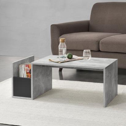 Couchtisch Bollnäs 90x45x35 cm mit Ablagefach Betonoptik en.casa