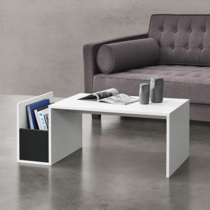 Couchtisch Bollnäs 90x45x35 cm mit Ablagefach Weiß en.casa