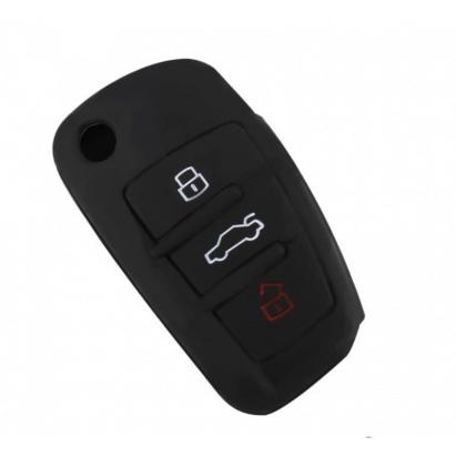 Husă cheie compatibilă cu Audi A6, 3 butoane, silicon negru