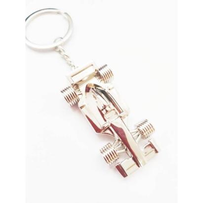 Breloc metalic Formula 1 argintiu, accesoriu elegant pentru chei