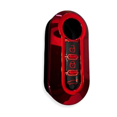 Husa TPU pentru cheie briceag Fiat 500, 3 butoane, rosie