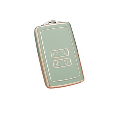 Husă cheie Renault smartkey 4 butoane din TPU, verde cu auriu