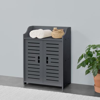 Badezimmerschrank Trosa 62x45x25 cm WPC Dunkelgrau en.casa