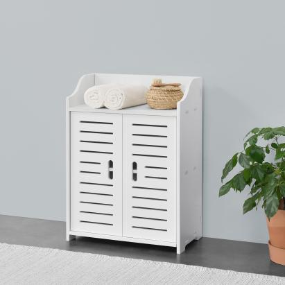 Badezimmerschrank Trosa 62x45x25 cm WPC Weiß en.casa