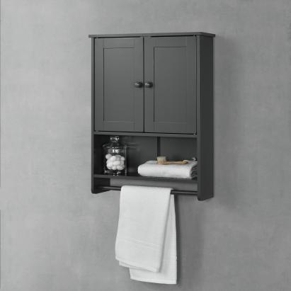 Badezimmerschrank Steyr 65x49x15 cm Dunkelgrau MDF en.casa