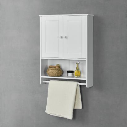 Badezimmerschrank Steyr 65x49x15 cm Weiß MDF en.casa