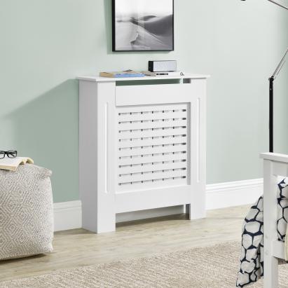 Heizungsabdeckung Charleston 112x19x82 cm mit Ablage Weiß en.casa