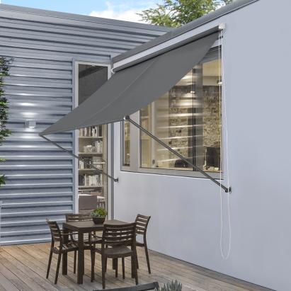 Marchiză de perete Malaga 300x120 cm gri cu lanț lateral pro.tec