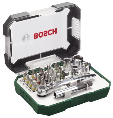 Bosch Set mixt 20 Biti 25mm, 4 chei tubulare, adaptor magnetic si clichet 1/4"