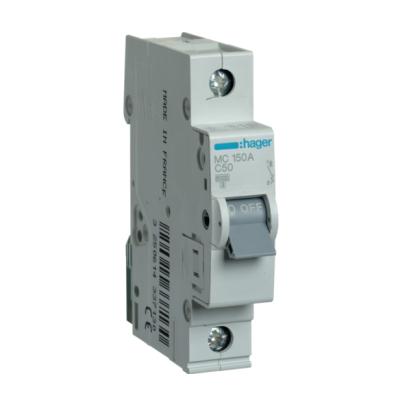 Disjunctor automat Hager 1P 50A 6kA curba C, 1 modul MC150A
