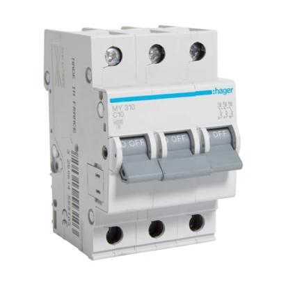 Siguranta automata Hager MY310 3P 10A curba C pentru sina DIN