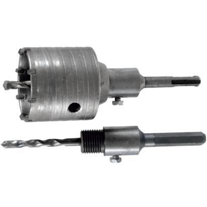 Carotă cu carbură Dedra 80 mm, adaptor SDS Plus și tijă Hex