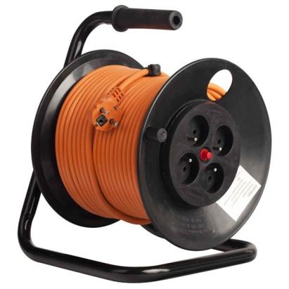 Derulator electric cu 4 prize Schuko, 50 m, 3x2.5 mm, 230V, 16A, IP20