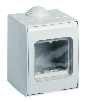Doză aparentă etanșă Vimar, 2 module, IP55, alb, 65x68x83 mm