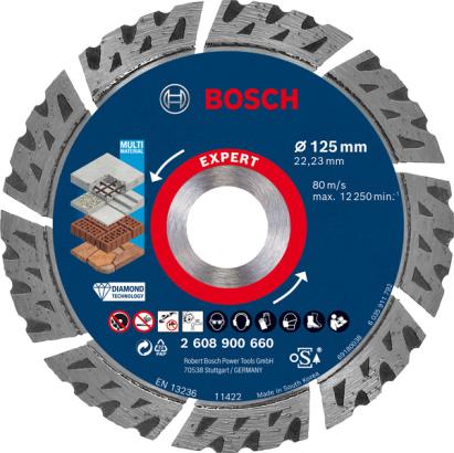 Disc diamantat Bosch Expert MultiMaterial 125 mm, alezaj 22,23 mm
