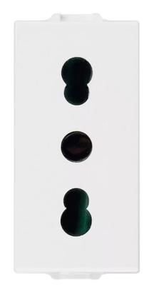 Priză Vimar 2P+N 16A, 1 modul, alb, pentru montaj modular