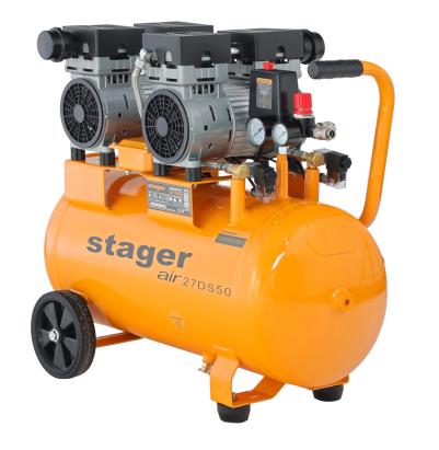 Compresor aer silentios Stager Air 27DS50, 50L, 8 bar, 270 l/min