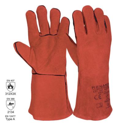 Mănuși de sudură Renania roșii din piele, 35 cm, model 1801R