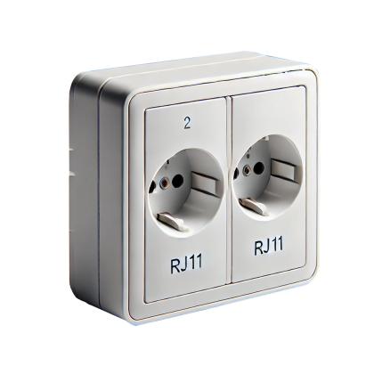 Priza telefonica modulara dubla Vimar 2xRJ11, montaj incastrat, alba